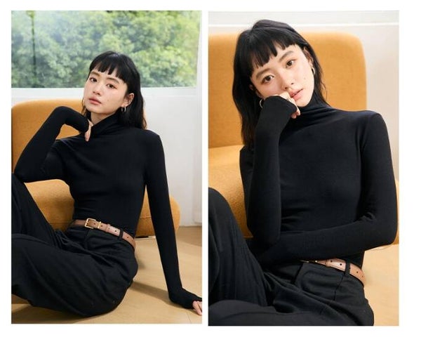 Damen Lyocell-Rollkragen-Bottoming-Shirt