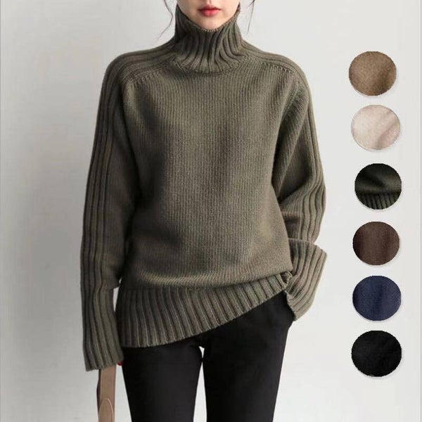 Basic Rollkragenpullover für Damen, Herbst- und Winter