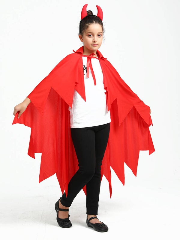 Roter Teufelshorn-Umhang, Kinder, Unisex