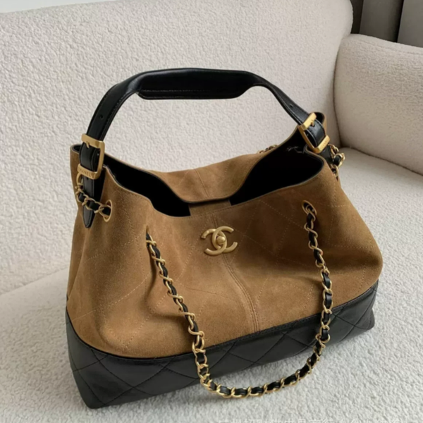 Double C Wildleder Colorblock Tote Bag