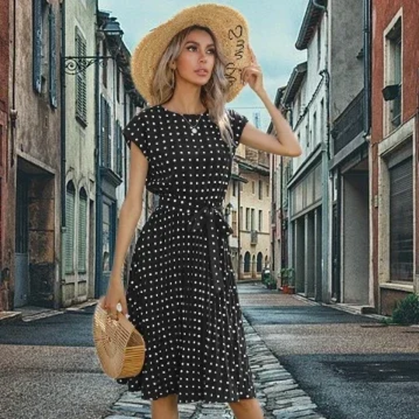 Damen Retro Midi-Kleid "Grease", mit Polka Dots
