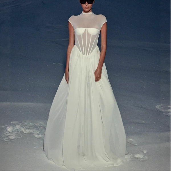 Chiffon-Kleid mit weitem Rock