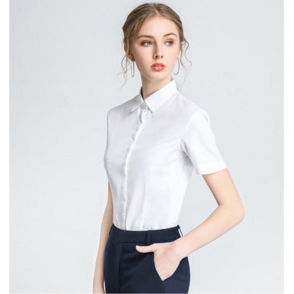 Damen Kurzarm Bluse – Bügelfrei