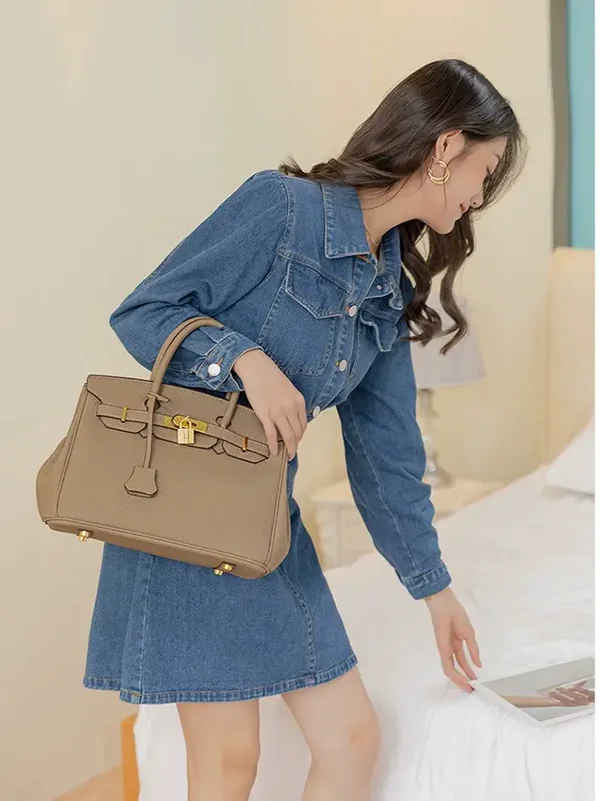 Großraum-Birkin-Tasche für Damen 2025 – Neue, hochwertige und elegante Umhängetasche im Leicht-Luxus-Design, auch als Handtasche tragbar