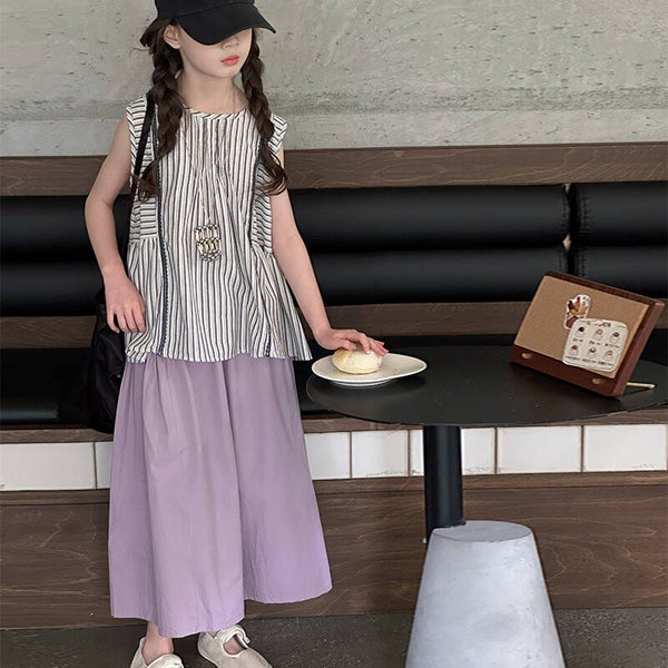 Mädchen Set ärmelloses Top | weite 7/8 Hose