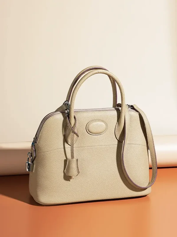 Neuheit Echtleder-Umhängetasche – Original Rindervollleder, geräumige & vielseitige Handtasche in Muschelform für Damen mit hochwertigem Design