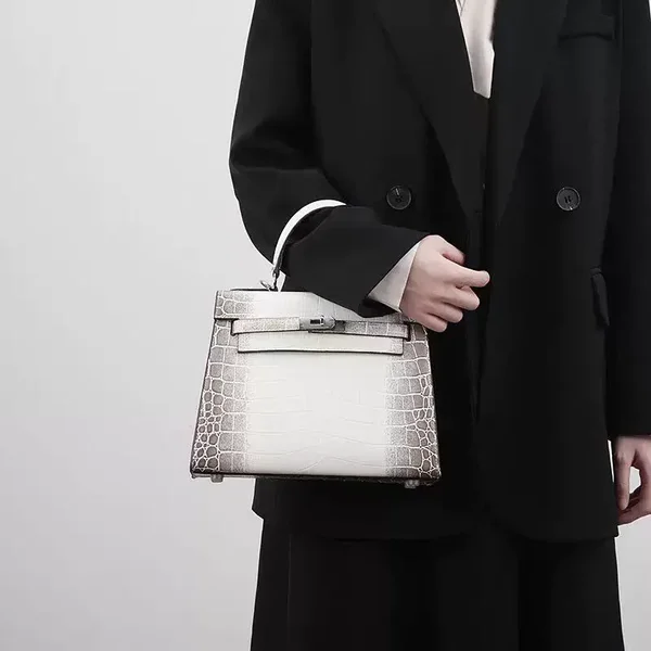 Internationaler Krokoprägung-Kelly-Bag für Damen 2025 – Neue europäische Fashion-Handtasche mit Steinmuster-Optik, vielseitige Umhängetasche