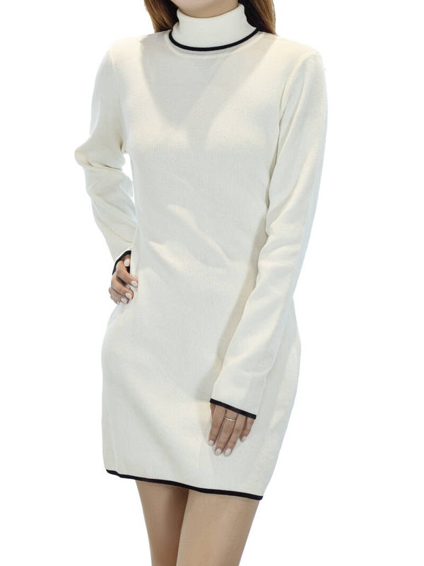 Damen Wollkleid - figurbetontes Strickkleid