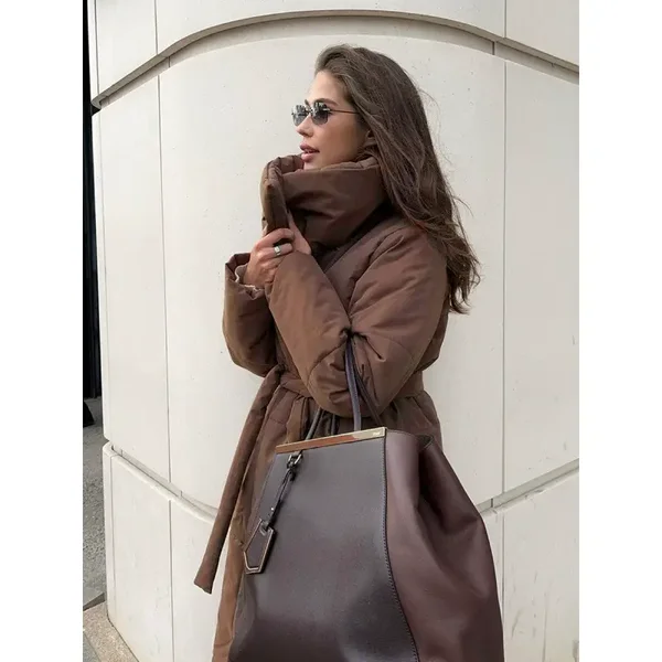 Damen Winterjacke mit Stehkragen - lang