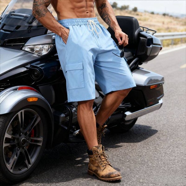 Amerikanische Arbeitshosen-Kurzshorts, Sommer Freizeit-Multifunktionshose mit mehreren Taschen, Zugbändchen, atmungsaktiv und bequem