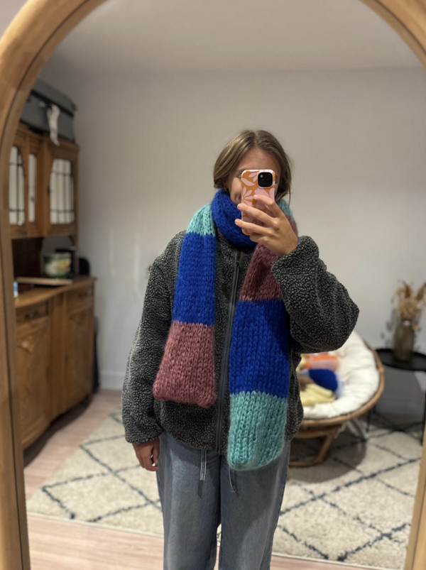 Sjaal paars - blauw - groen