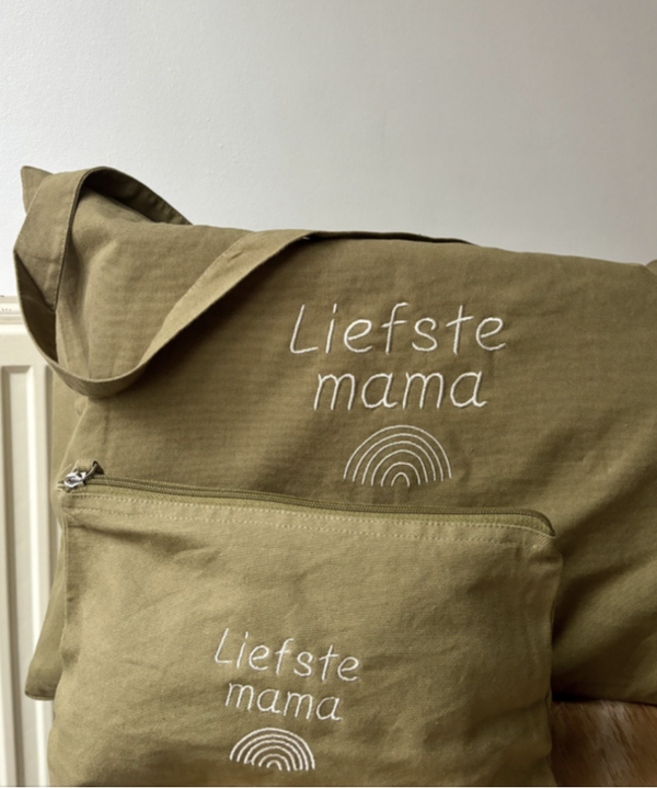COMBO grote  tote bag + toilettas  LIEFSTE JUF/MEESTER