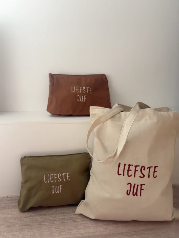 COMBO  tote bag + toilettas  LIEFSTE JUF/MEESTER