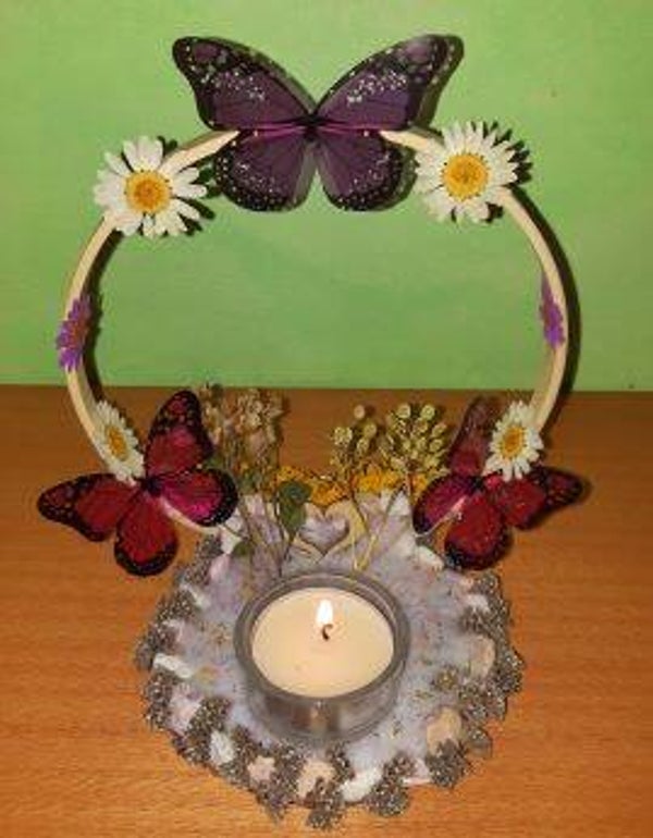 Teelichthalter mit Holzring