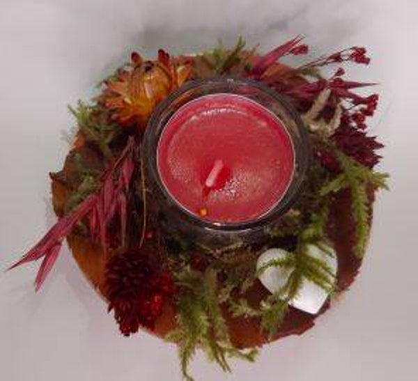 Teelichthalter Holz - Blumen