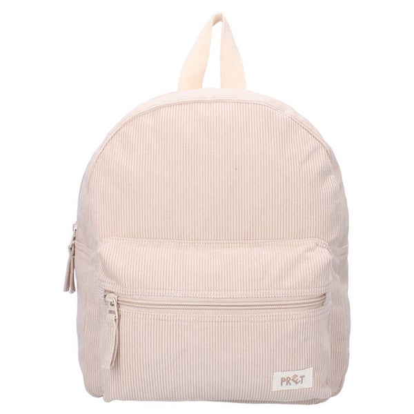 Prêt rugzak ribstof beige - met naam geborduurd