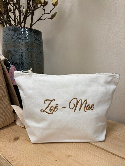 Toilettasje etui  make-up tasje met naam geborduurd