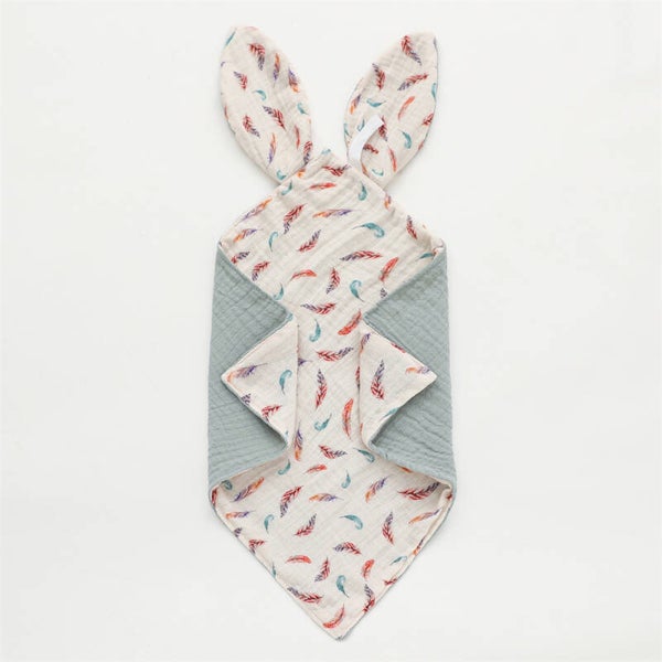 Knuffeldoekje konijn met veertjes print