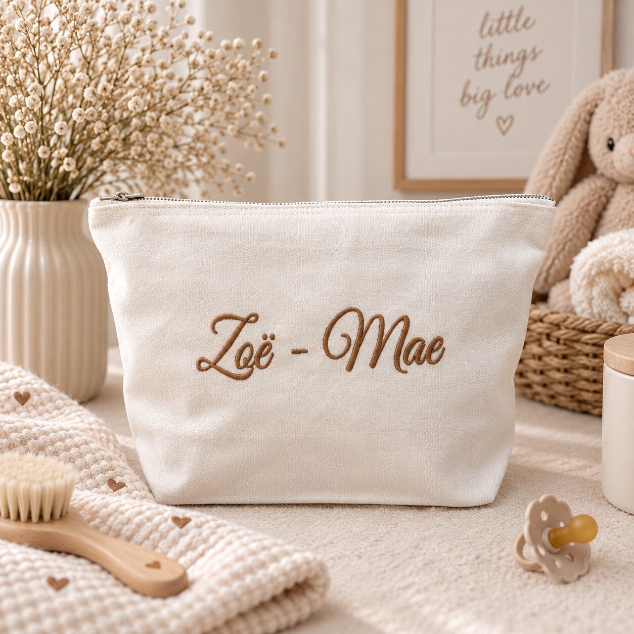 Toilettasje etui  make-up tasje met naam geborduurd
