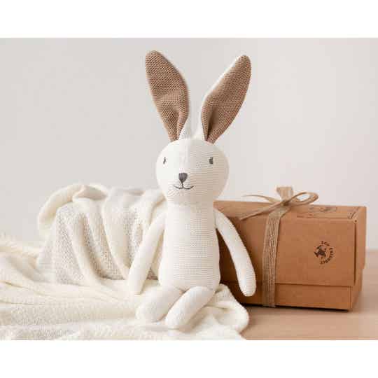 Knuffel konijn katoen wit 30 cm