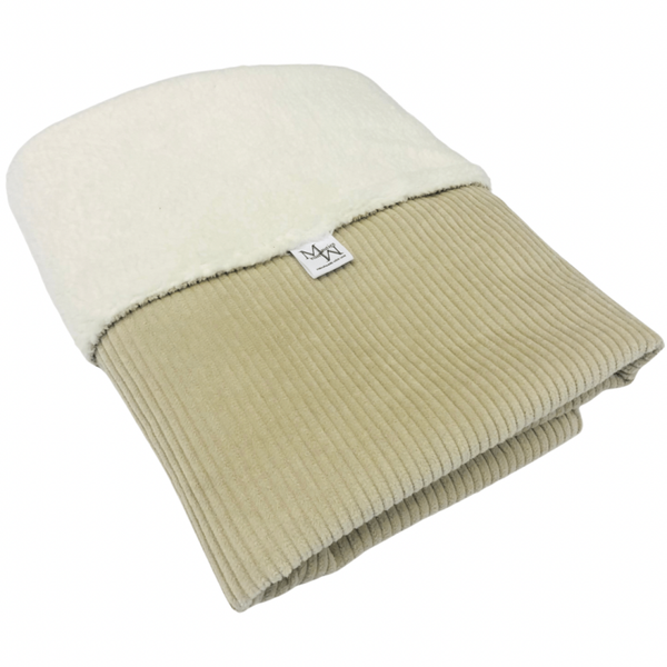 Wiegdeken ecru taupe ribstof teddy 70 x 100 cm