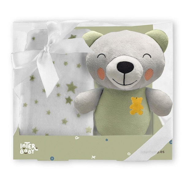 Knuffelbeer met sterren dekentje groen