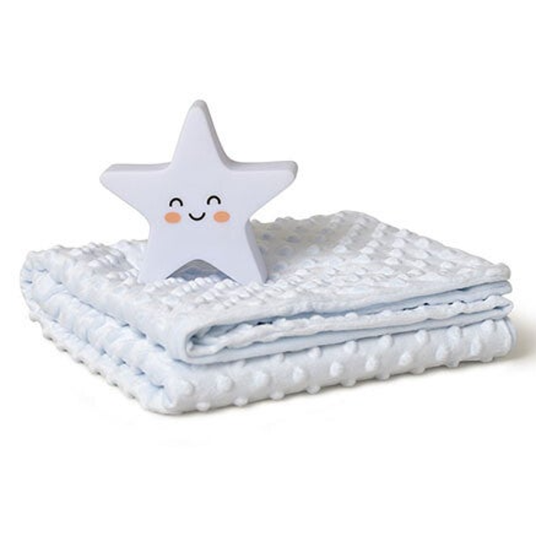 Kraamcadeau set noppen deken blauw met lampje