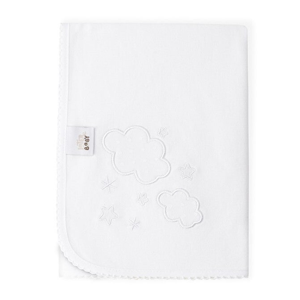 Katoenen deken wolkjes wit 60 x 65 cm