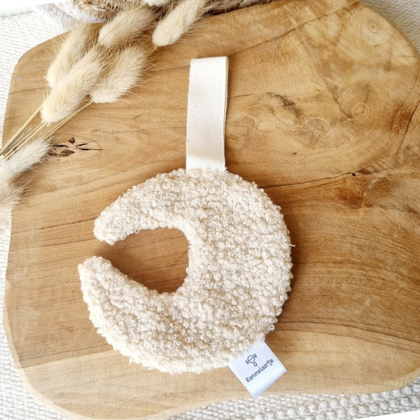 Speenkoord knuffeldoekje maan teddy beige