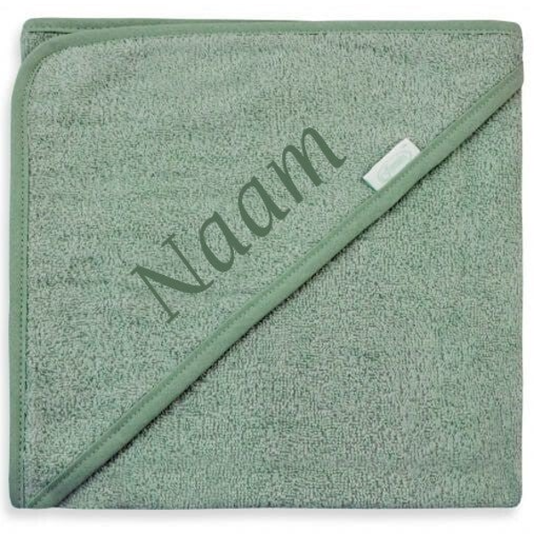 Badstof badcape stone green - eventueel met naam geborduurd