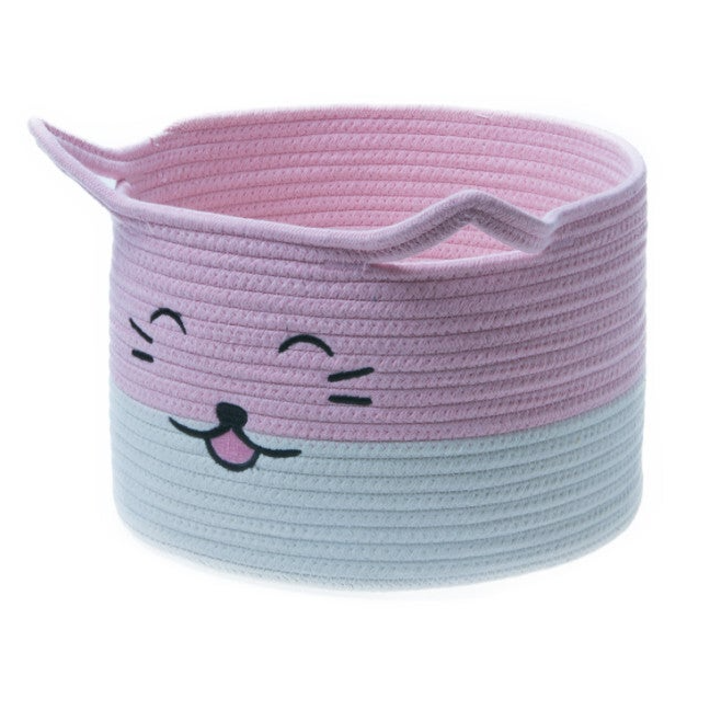 Speelgoed opbergmand kat roze