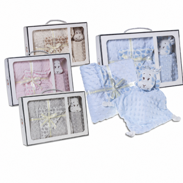 Babycadeauset Giraffe – Dekentje & knuffeldoekje met naam