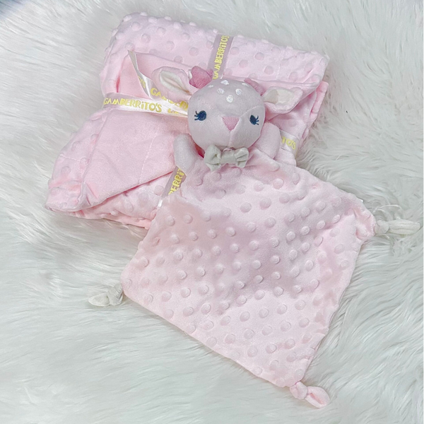 Doudou hertje roze knuffeldoekje en deken