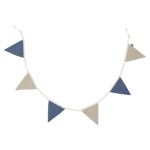 Jollein vlaggenlijn Jeans Blue/ Olive Green  - eventueel met naam geborduurd