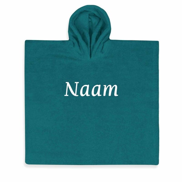 Badstof poncho lake green - eventueel met naam geborduurd