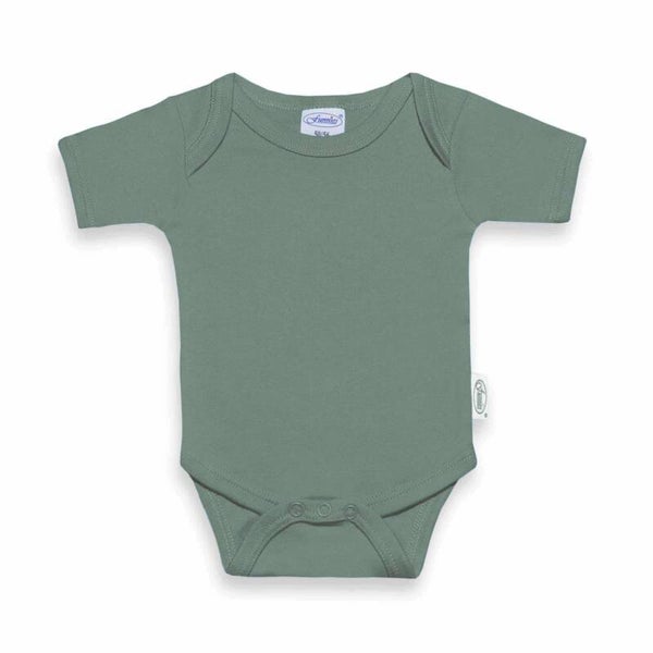 Newborn rompertje stone green met korte mouwen