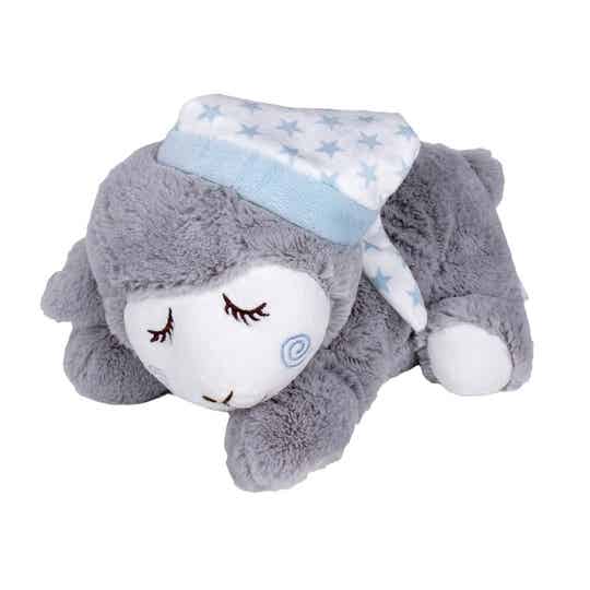 Warmte knuffel schaap grijs/blauw