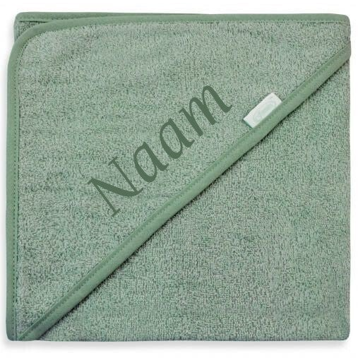 Badstof badcape stone green - eventueel met naam geborduurd
