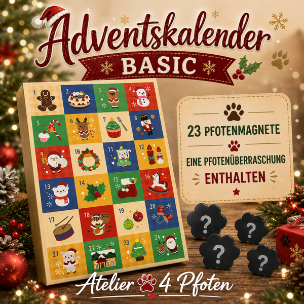 🎄 Adventskalender Basic Limitiert – 24 weihnachtliche Pfotenmagnete + Überraschung