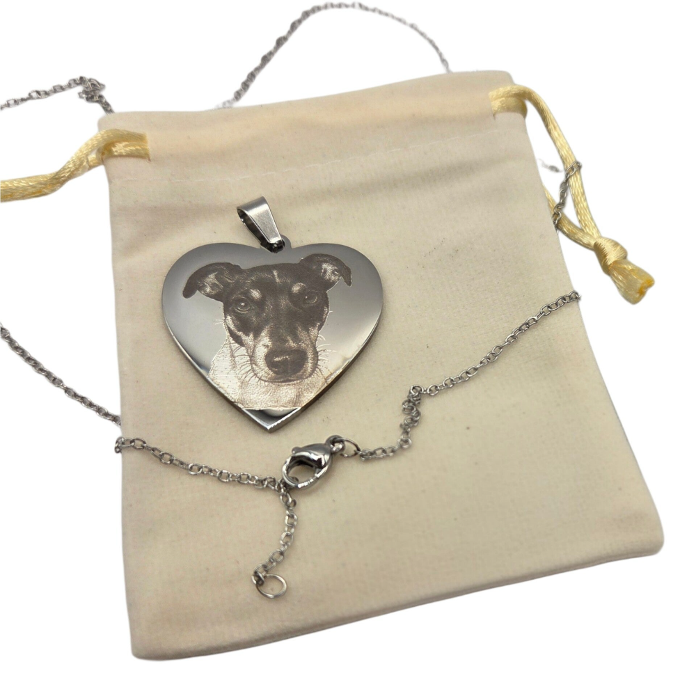 Anhänger / Kette Herz Edelstahl mit Bild Foto Gravur Silber