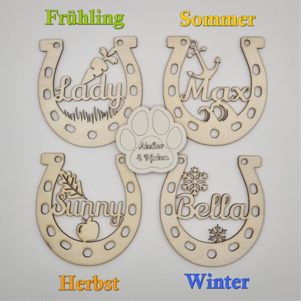 Holz Hufeisen Deluxe Anhänger Pferd mit Name
