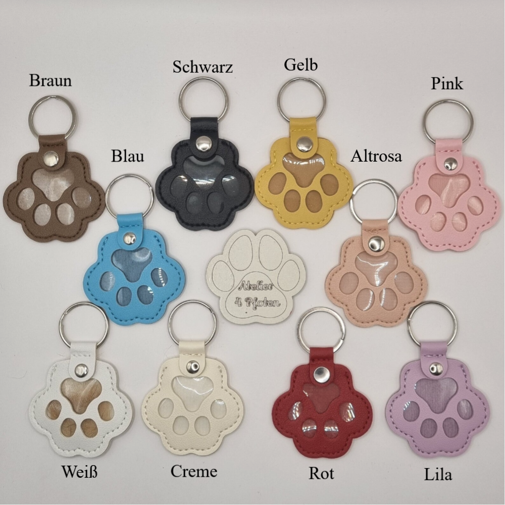 Schlüsselanhänger Pfote mit Fellfach – personalisiert