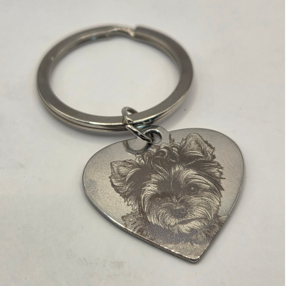 Schlüsselanhänger Herz Edelstahl m. Bild Foto Gravur Valentinstag Muttertag