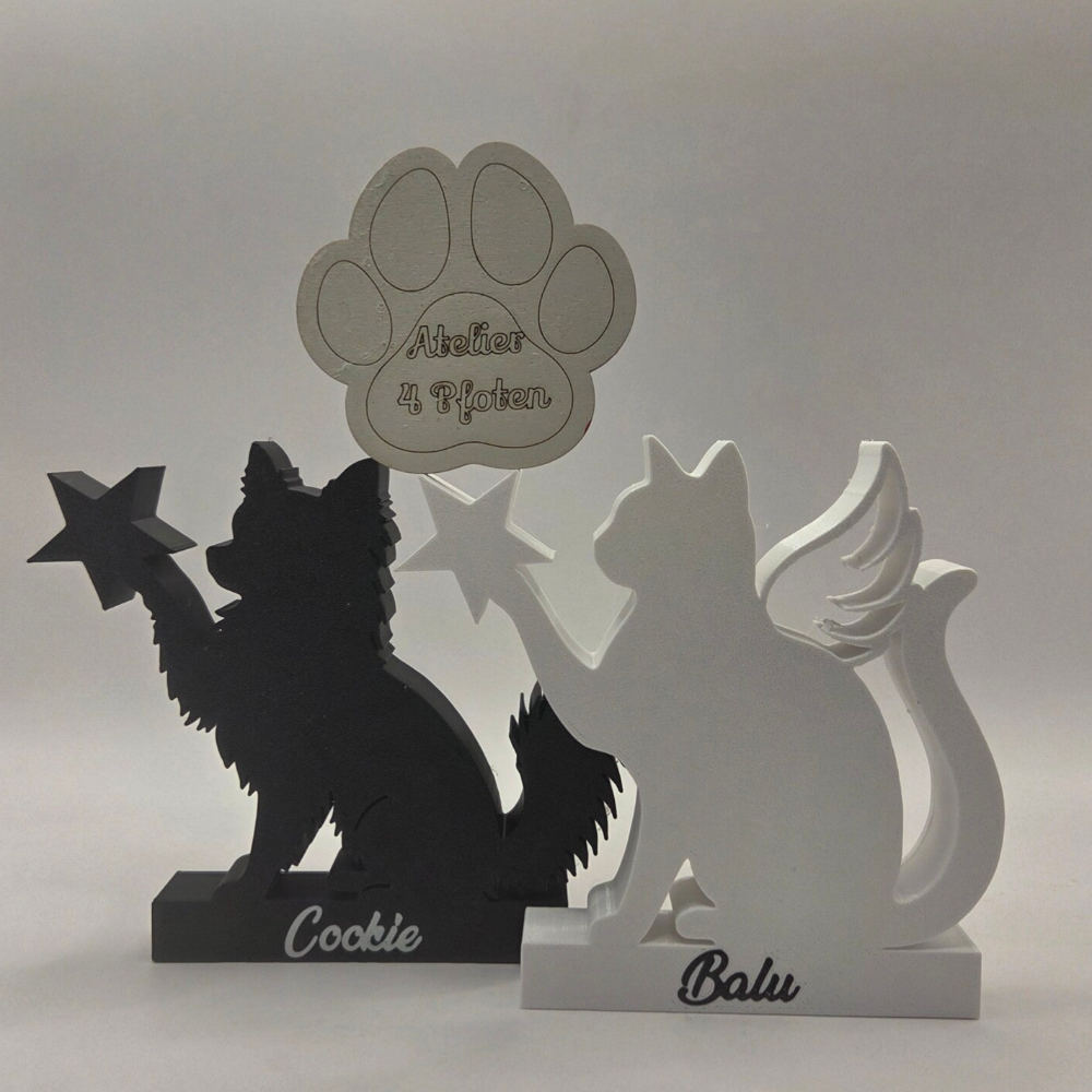 Tier-Silhouette Personalisiert Größe S Pfote nach oben / Stern 3D