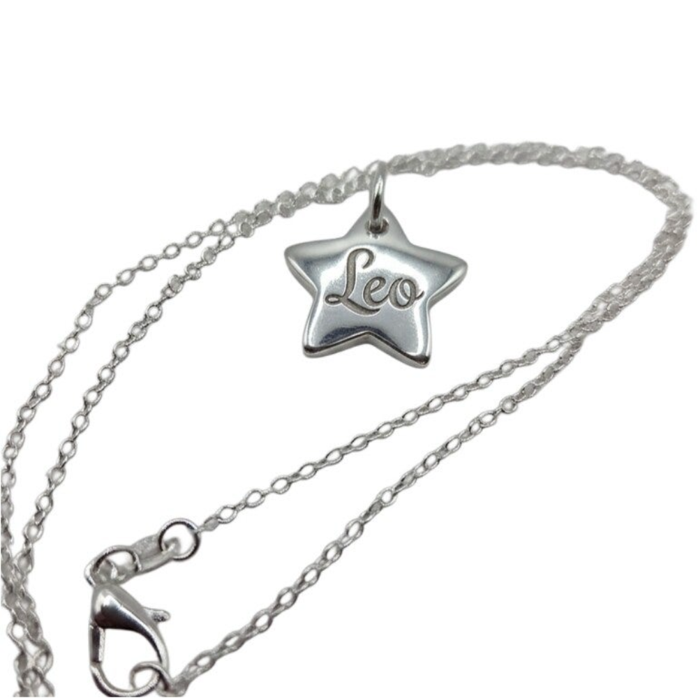 Anhänger / Kette Stern Gravur silberfarbend mit 925-Prägung