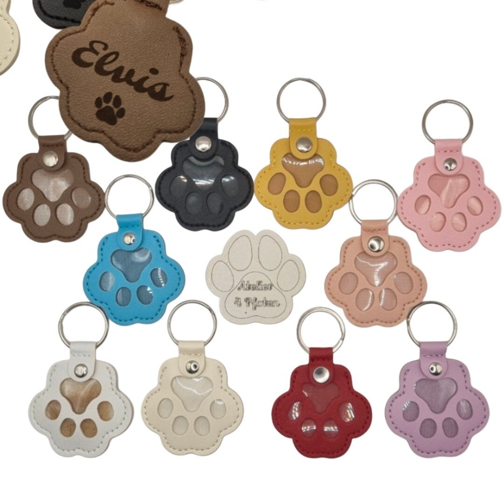 Schlüsselanhänger Pfote mit Fellfach – personalisiert