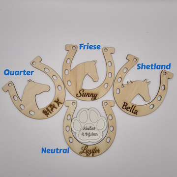 Holz Hufeisen Basic Anhänger Pferd mit Name