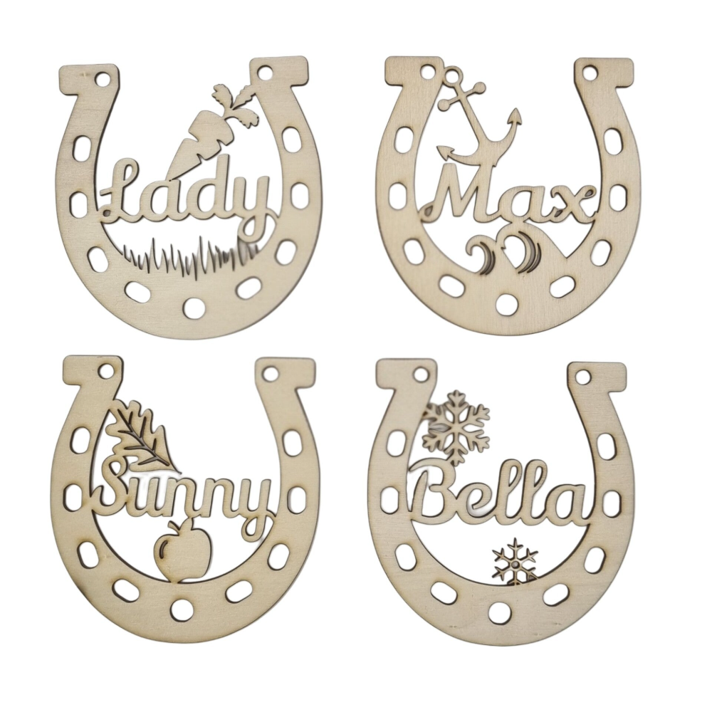 Holz Hufeisen Deluxe Anhänger Pferd mit Name