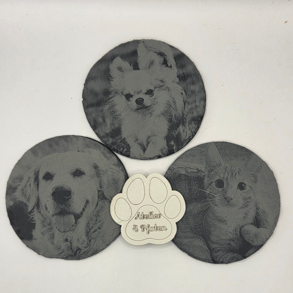 Schieferplatte 10 cm rund / mit Foto / Bild