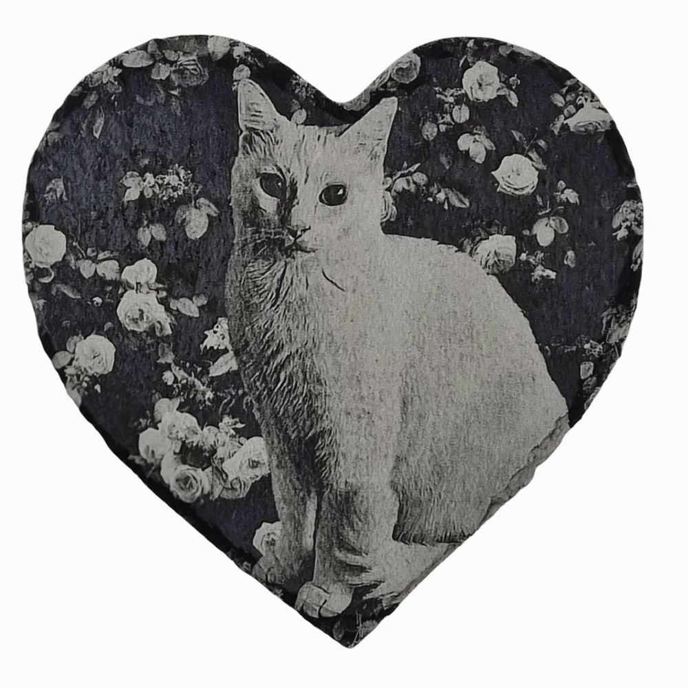 Schieferplatte Herz /  mit Foto / Bild